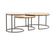 Set van 3 ronde salontafels GLASGOW - Smoked Oak FDF-18-000016