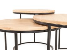 Set van 3 ronde salontafels GLASGOW - Smoked Oak FDF-18-000016