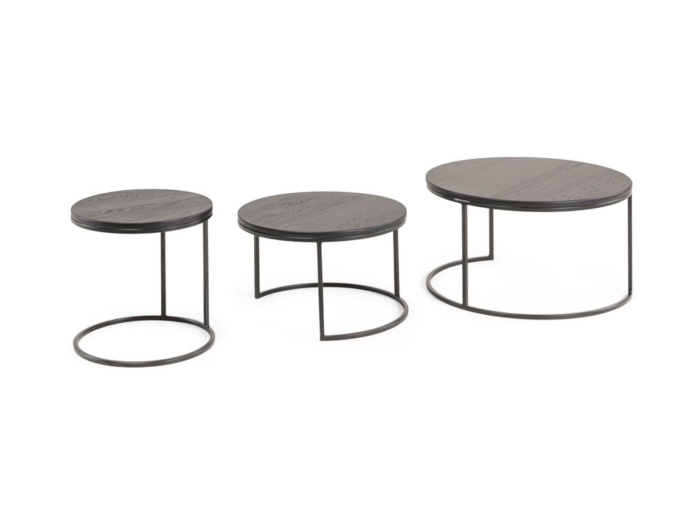 Set van 3 salontafels GLASGOW - Black Matte FDF-18-000064