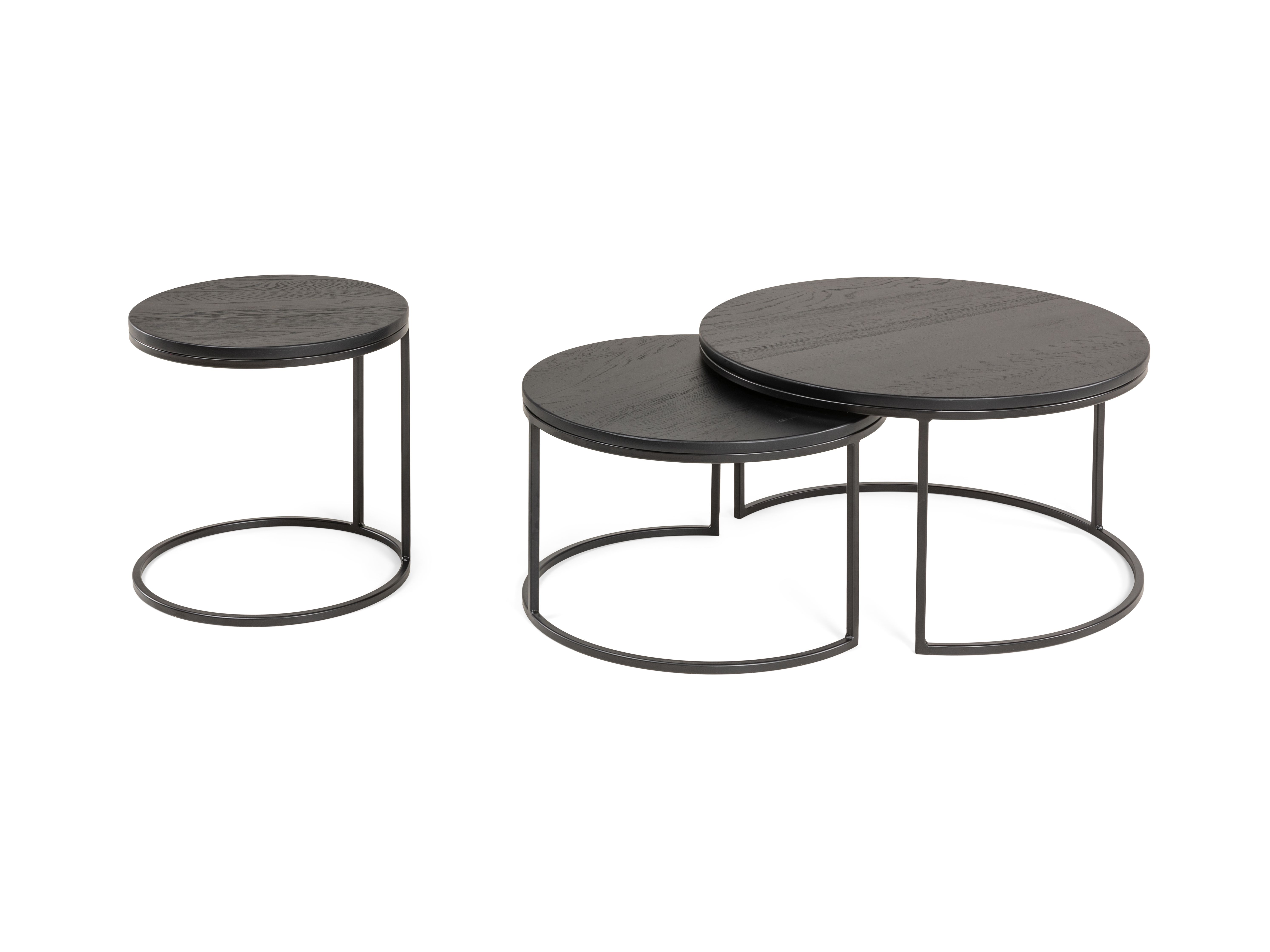 Set 3 salontafels GLASGOW - Black Matte