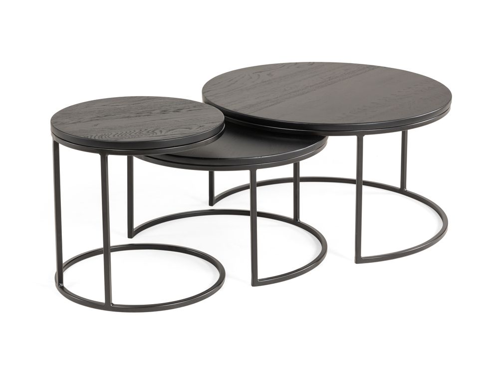 Set van 3 salontafels GLASGOW - Black Matte FDF-18-000064