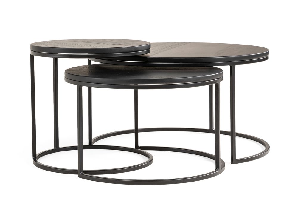 Set van 3 salontafels GLASGOW - Black Matte FDF-18-000064