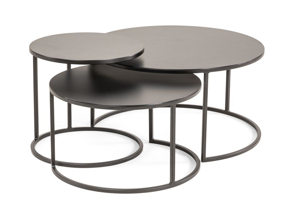 Set van 3 salontafels KUBUS - Zwart FDF KU SA RON3-ZW