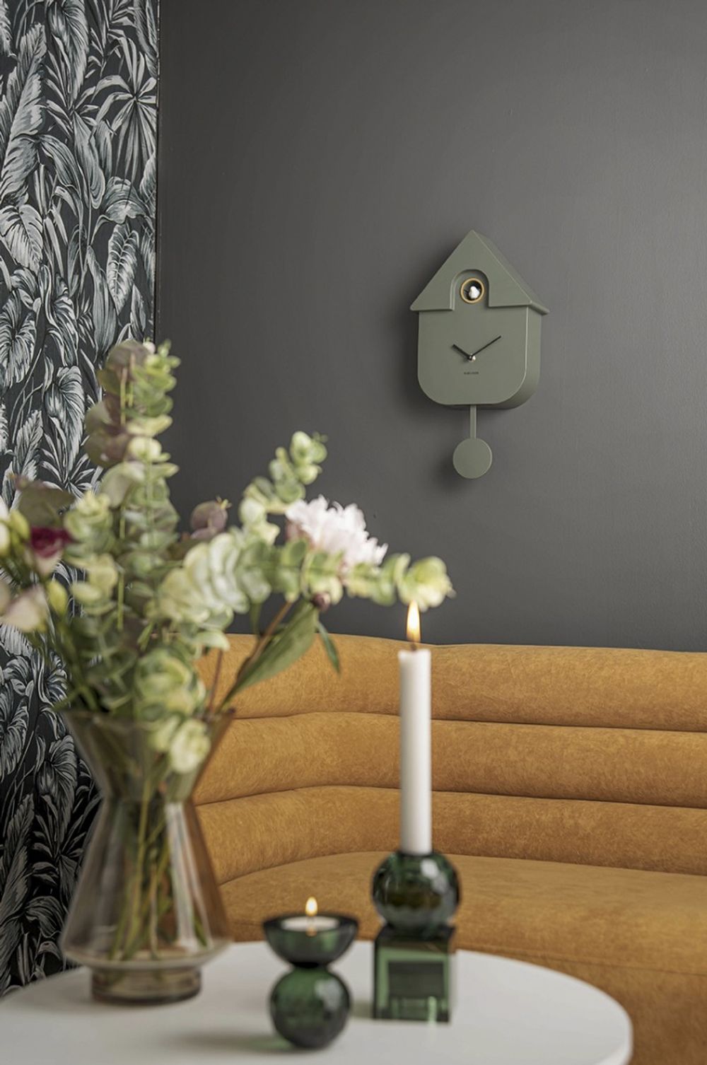 Muurklok MODERN CUCKOO - Zwart PST KA5768GR