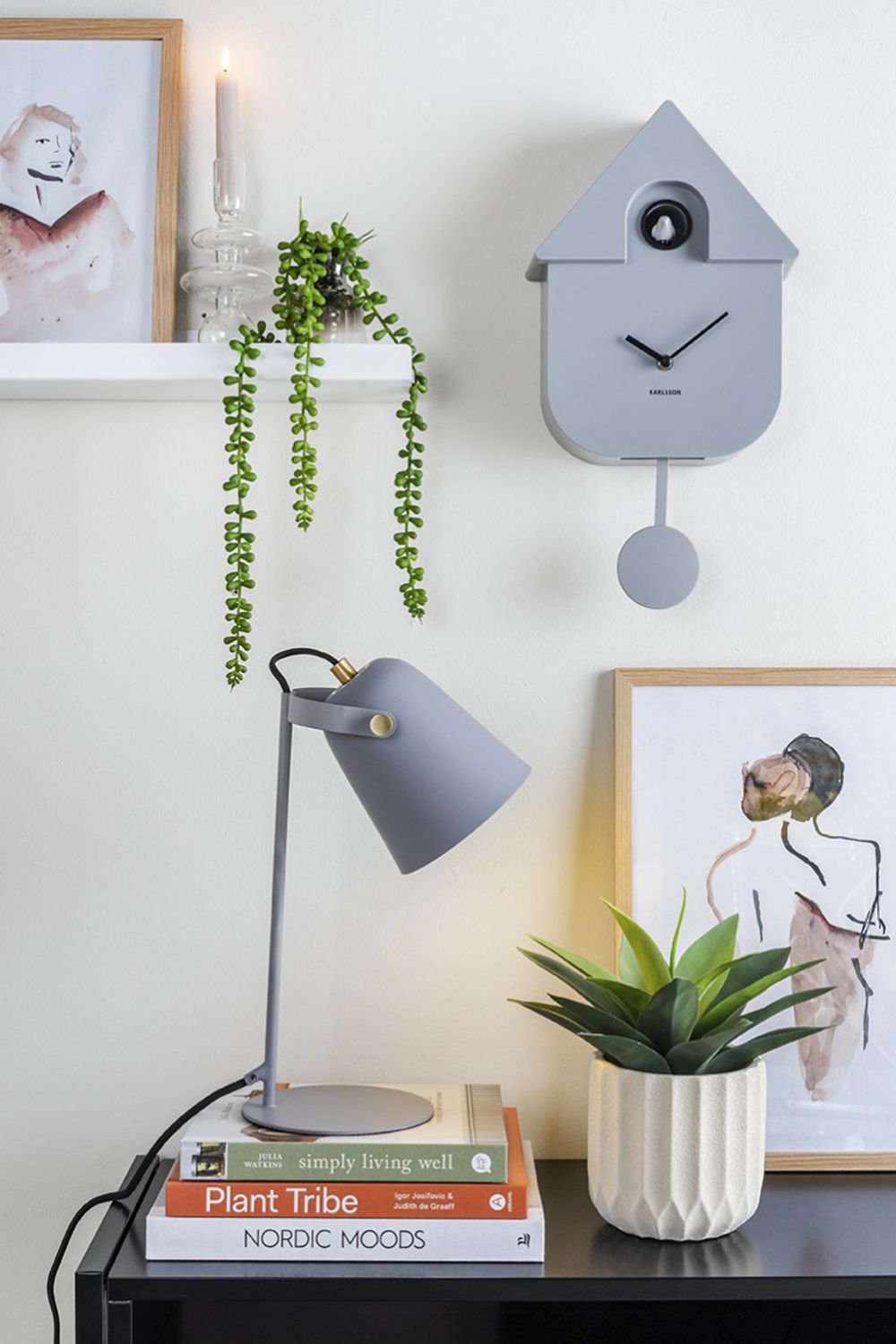 Muurklok MODERN CUCKOO - Mouse Grey PST KA5768GY