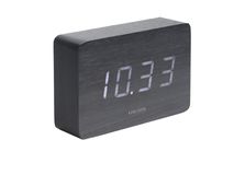 Alarm clock square black veneer white LED PST KA5653BK