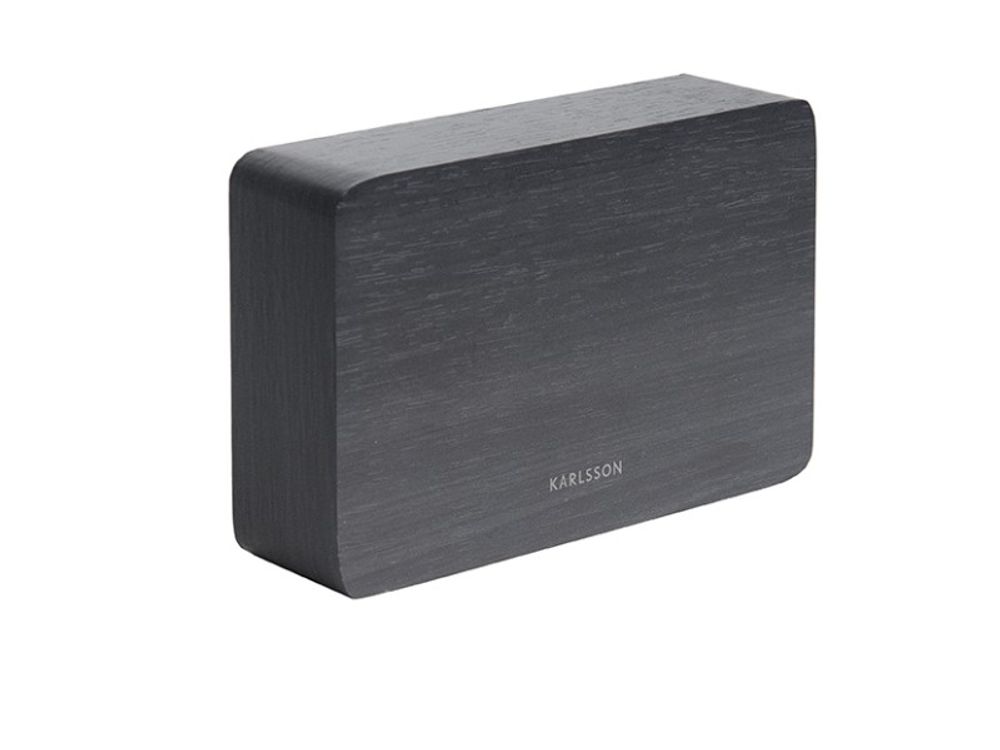 Alarm clock square black veneer white LED PST KA5653BK