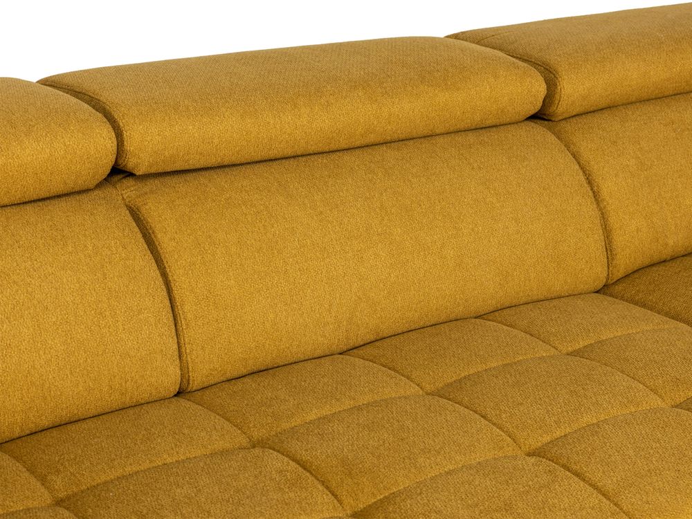 Hoekzetel ADA geel, gestoffeerd met stoffen bekleding.