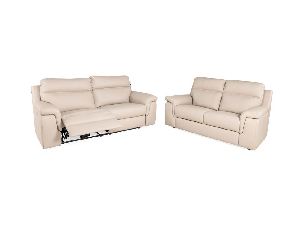 3-zit met 2 elektr. relaxen ALAN - Beige leder NIC-2-000006-F352
