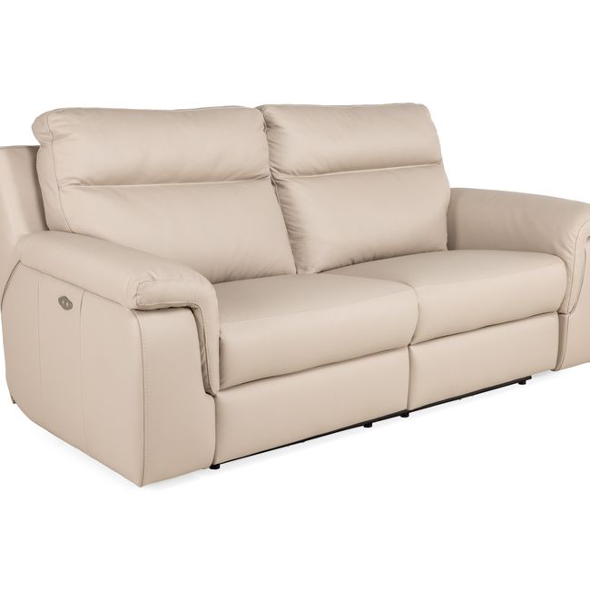 3-zit met 2 elektr. relaxen ALAN - Beige leder