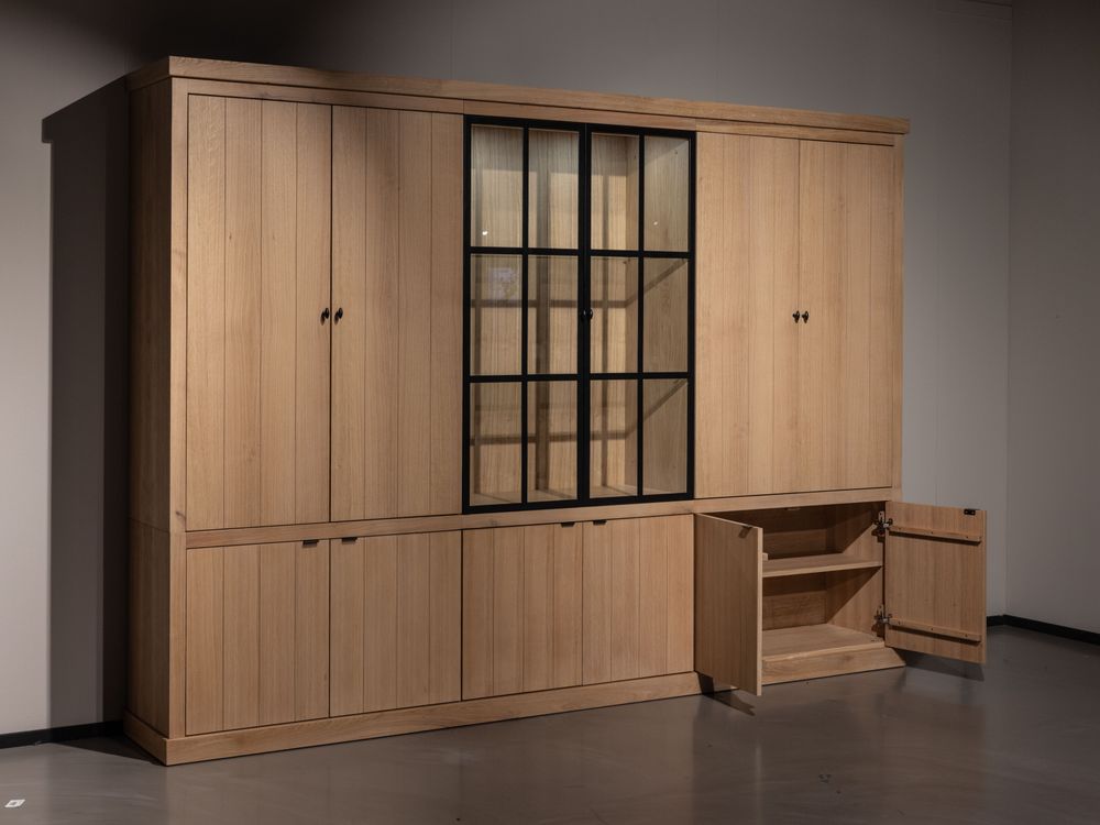 Vitrinekast incl. led BRIGHTON - Smoked oak FDF-7-000149