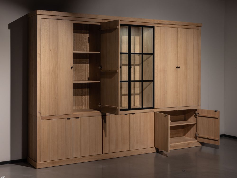 Vitrinekast incl. led BRIGHTON - Smoked oak FDF-7-000149