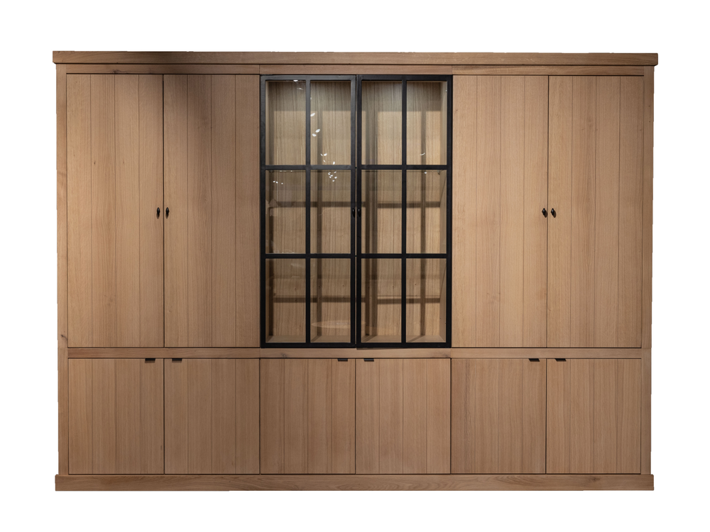 Vitrinekast incl. led BRIGHTON - Smoked oak FDF-7-000149