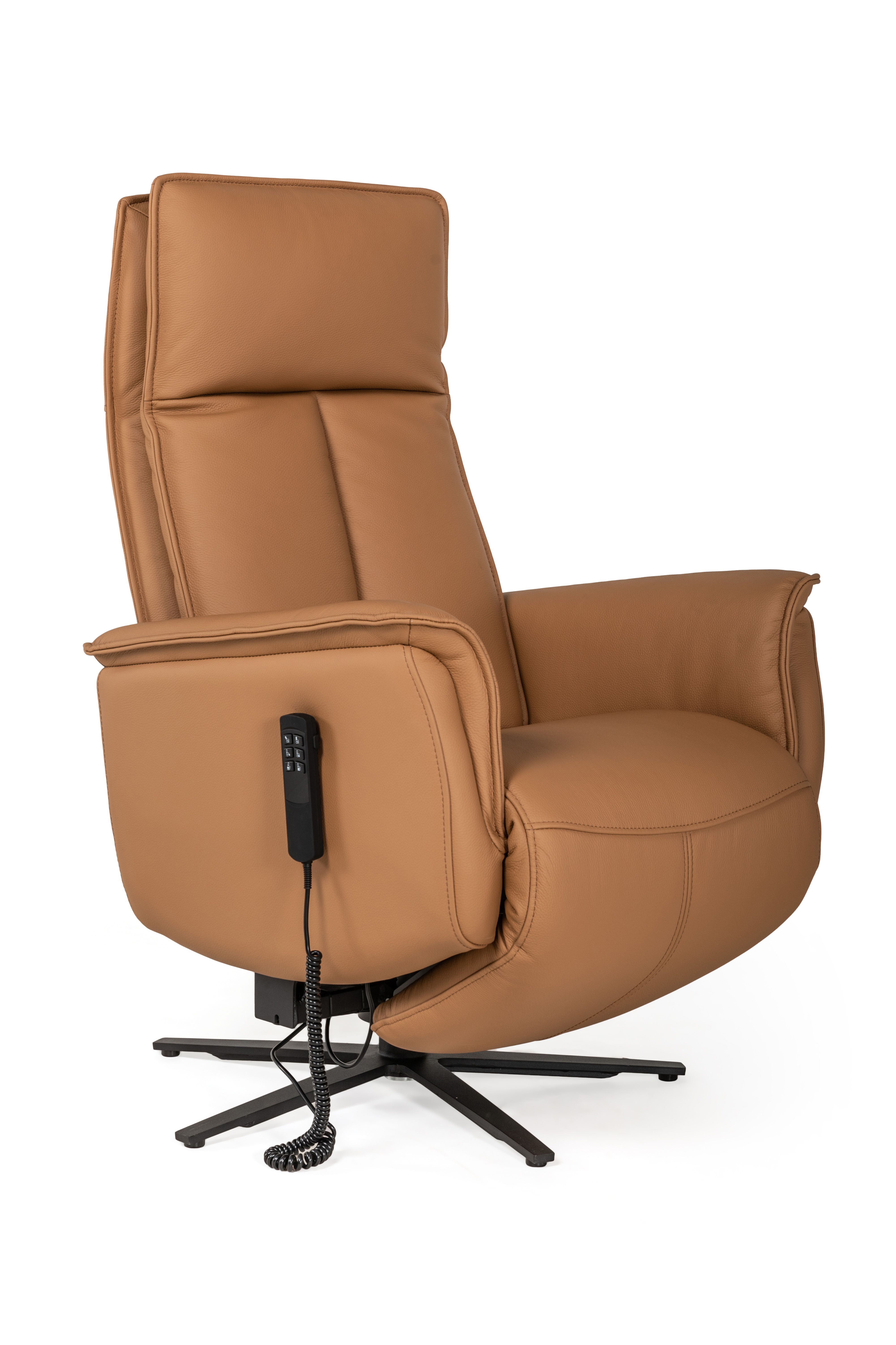 Elektrische relaxfauteuil PANDORA - Cognac leder
