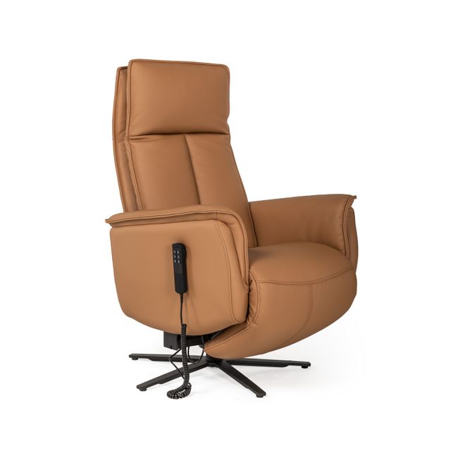Elektrische relaxfauteuil PANDORA - Cognac leder