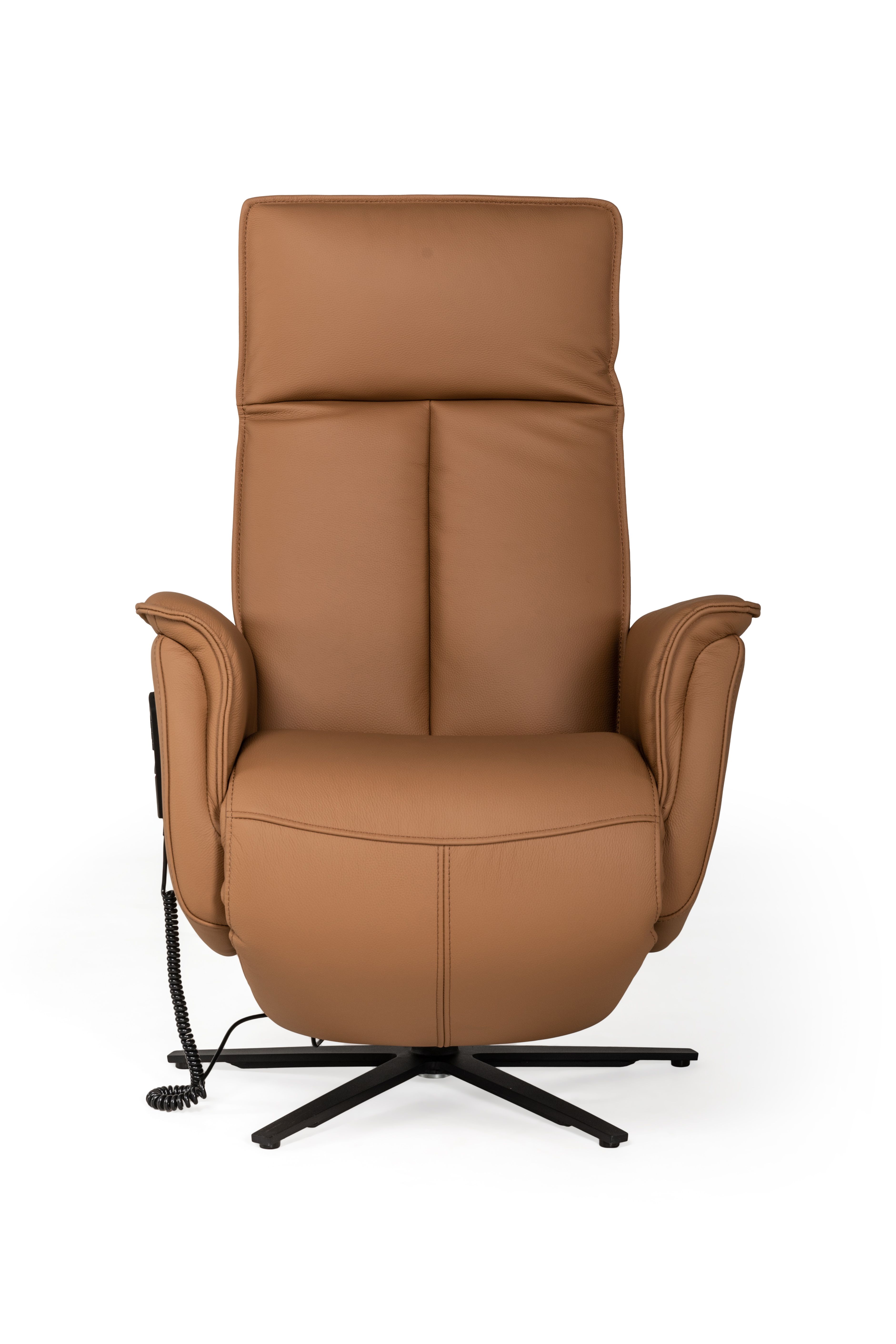 Elektrische relaxfauteuil PANDORA - Cognac leder