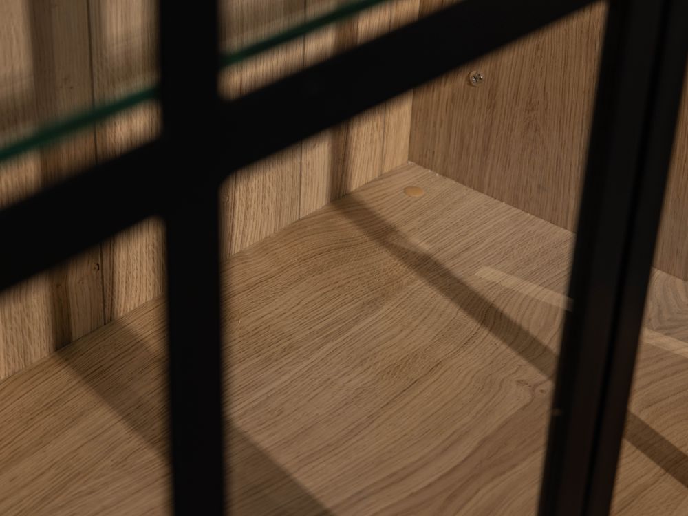 Vitrinekast incl. led BRIGHTON - Smoked oak FDF-7-000149