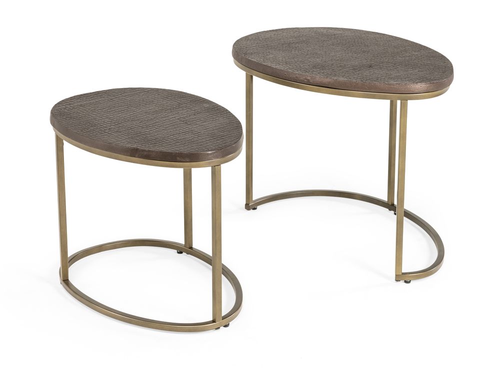 Set van 2 bijzettafels BODILE - Bruin CCM 48473KOP