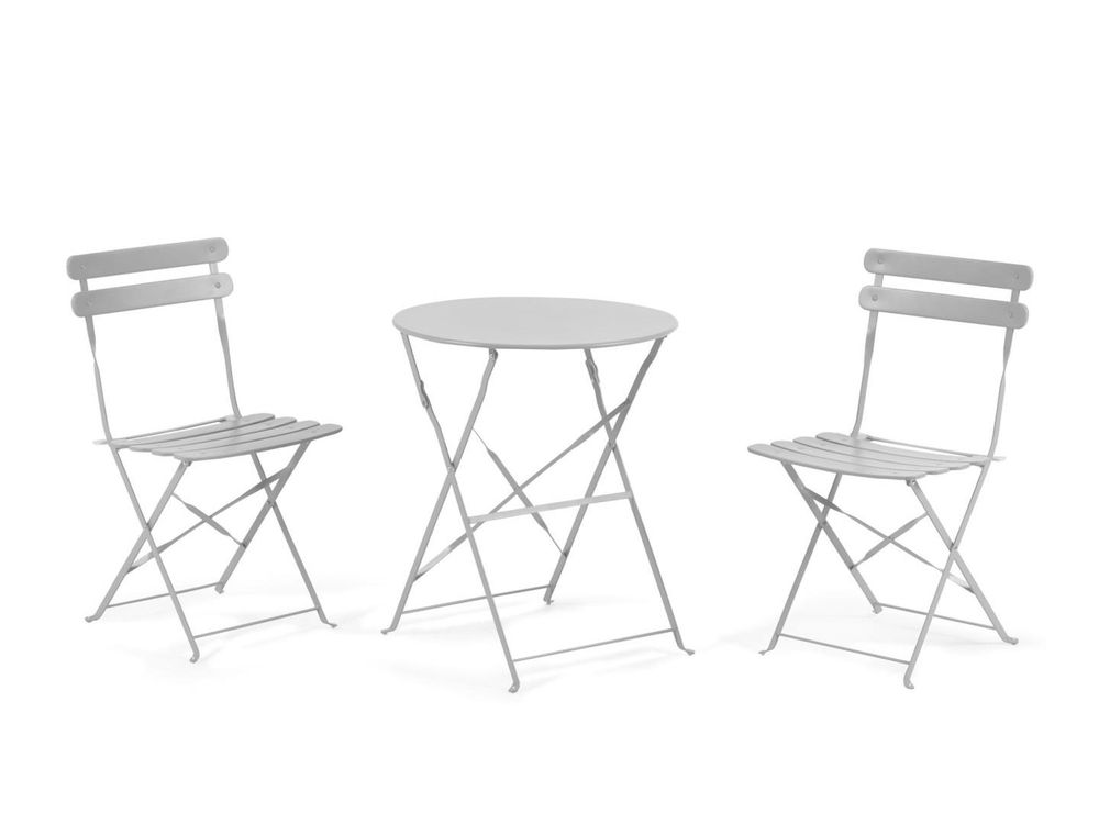 Tafel en 2 klapstoelen BERYL - Grijs KAV IT0283R14