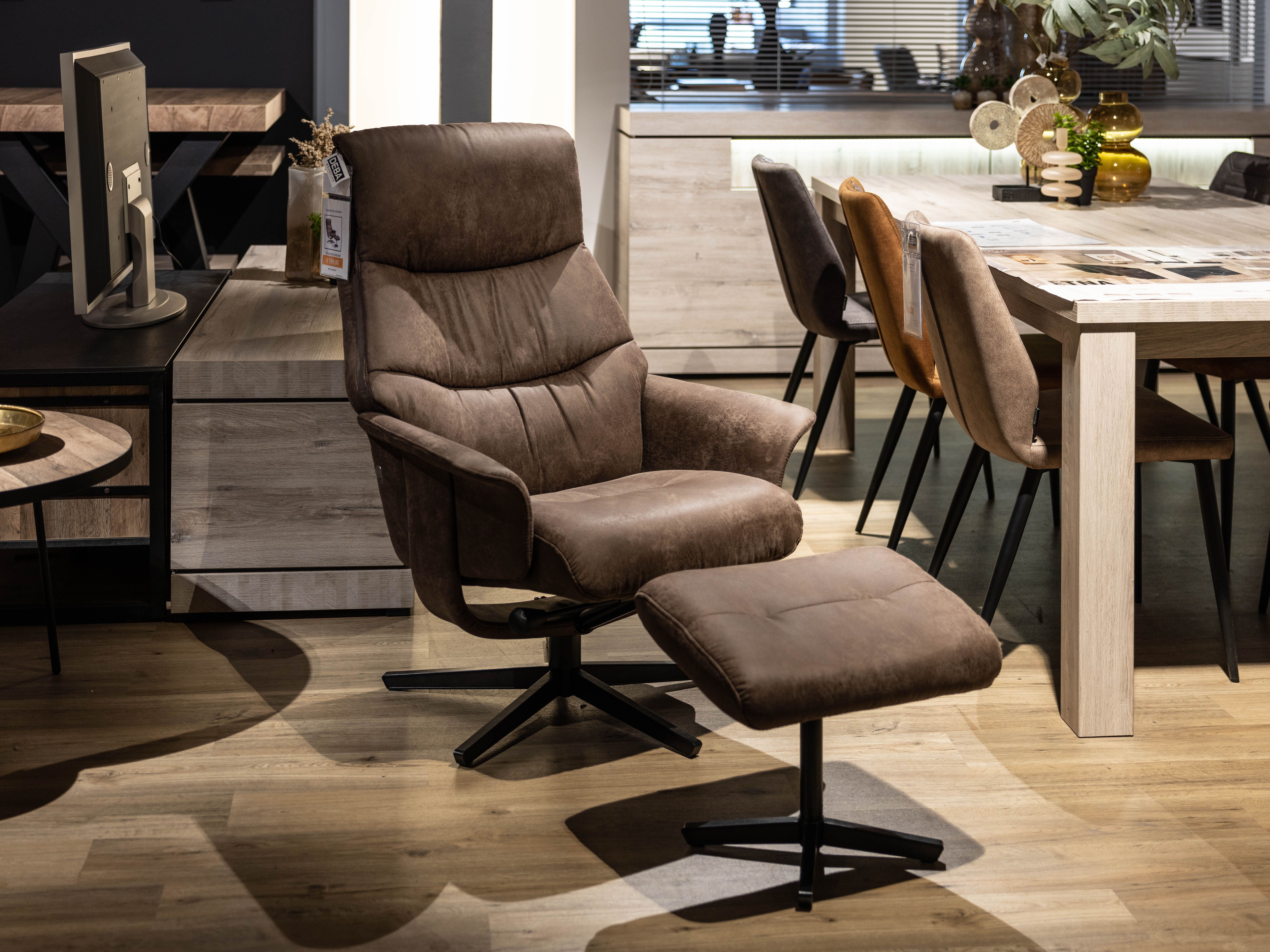 Fauteuil ANNA met voetbank - Fendy brown