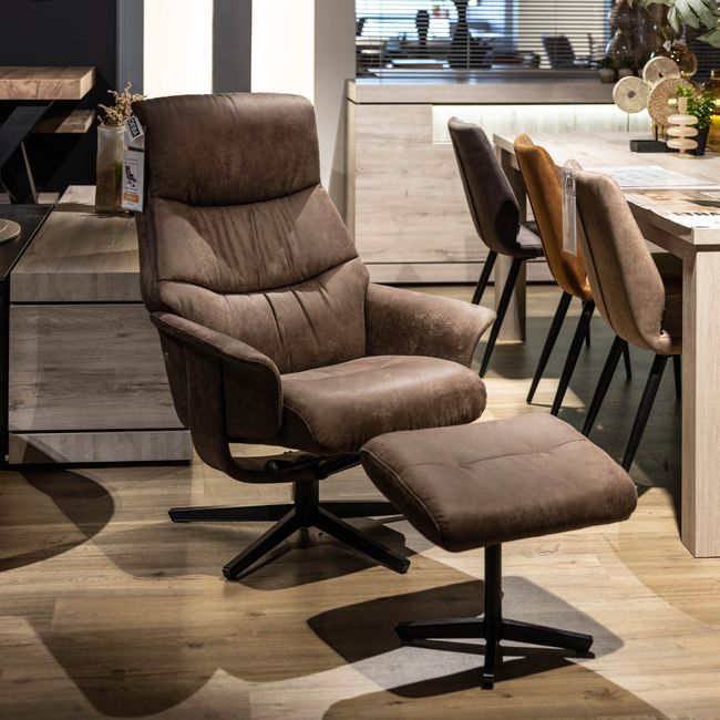 Fauteuil ANNA met voetbank - Fendy brown