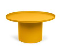 Ronde salontafel FLEKSA in mosterdgeel metaal.