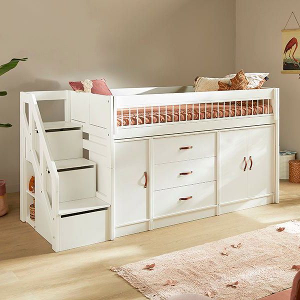 Halfhoogslaper met trapkast ALL-IN-ONE - Wit