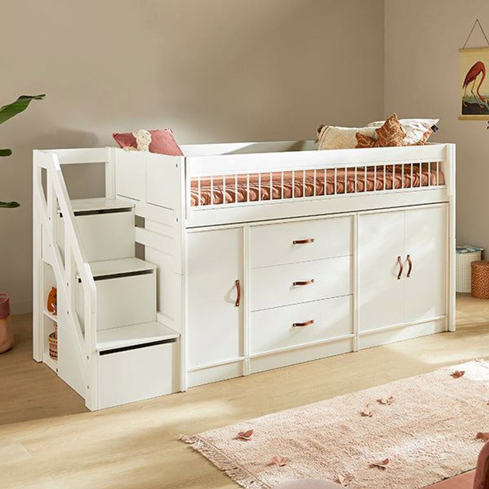 Halfhoogslaper met trapkast ALL-IN-ONE - Wit C-SCE ALLINONE