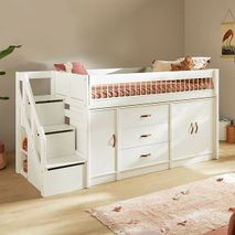 Halfhoogslaper met trapkast ALL-IN-ONE - Wit C-SCE ALLINONE