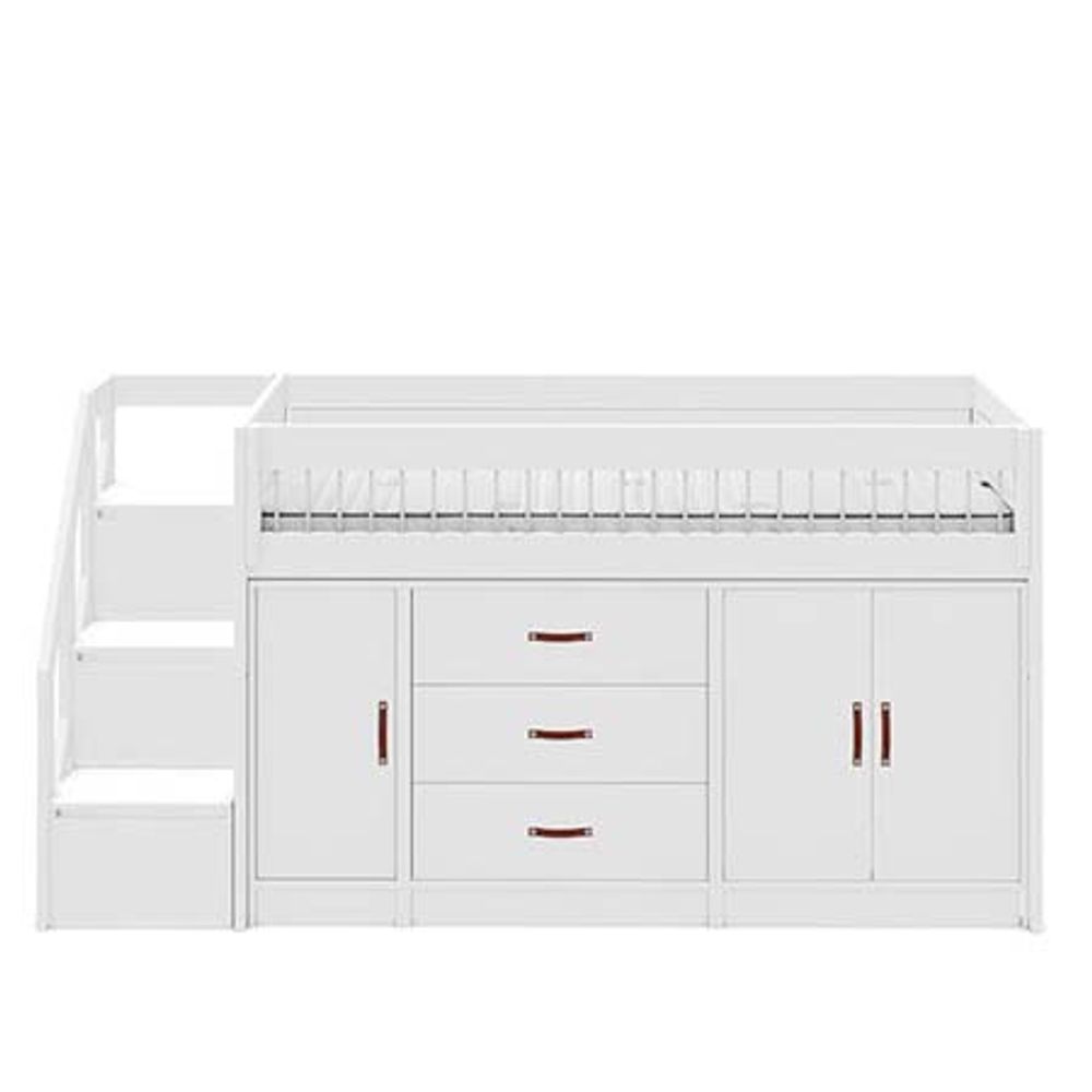 Halfhoogslaper met trapkast ALL-IN-ONE - Wit C-SCE ALLINONE