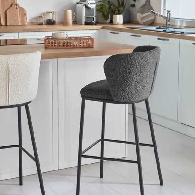 Barstoel CISELIA - Grijs Schapenvacht