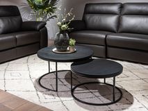 Set van 2 ronde salontafels GLASGOW - Smoked Oak FDF-18-000063