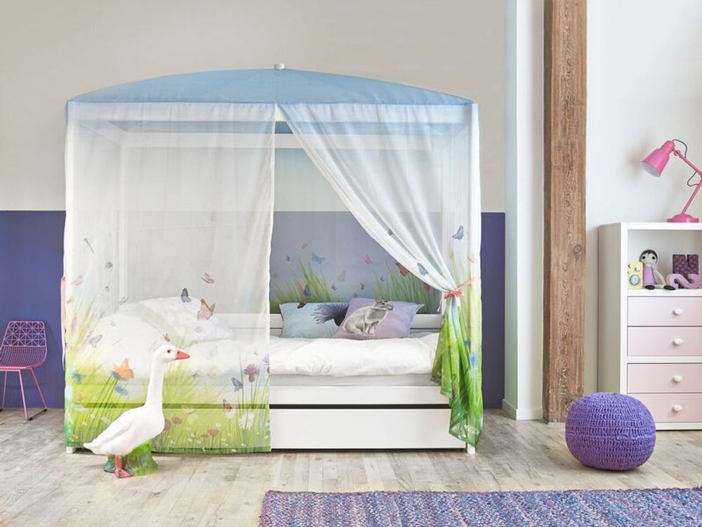 Hemelbed met rolbodem - kleur: Wit gelakt SCE 4634WG