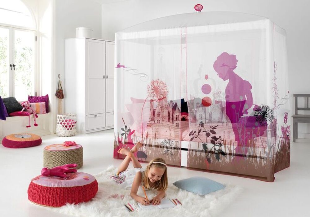 Hemelbed met rolbodem - kleur: Wit gelakt SCE 4634WG