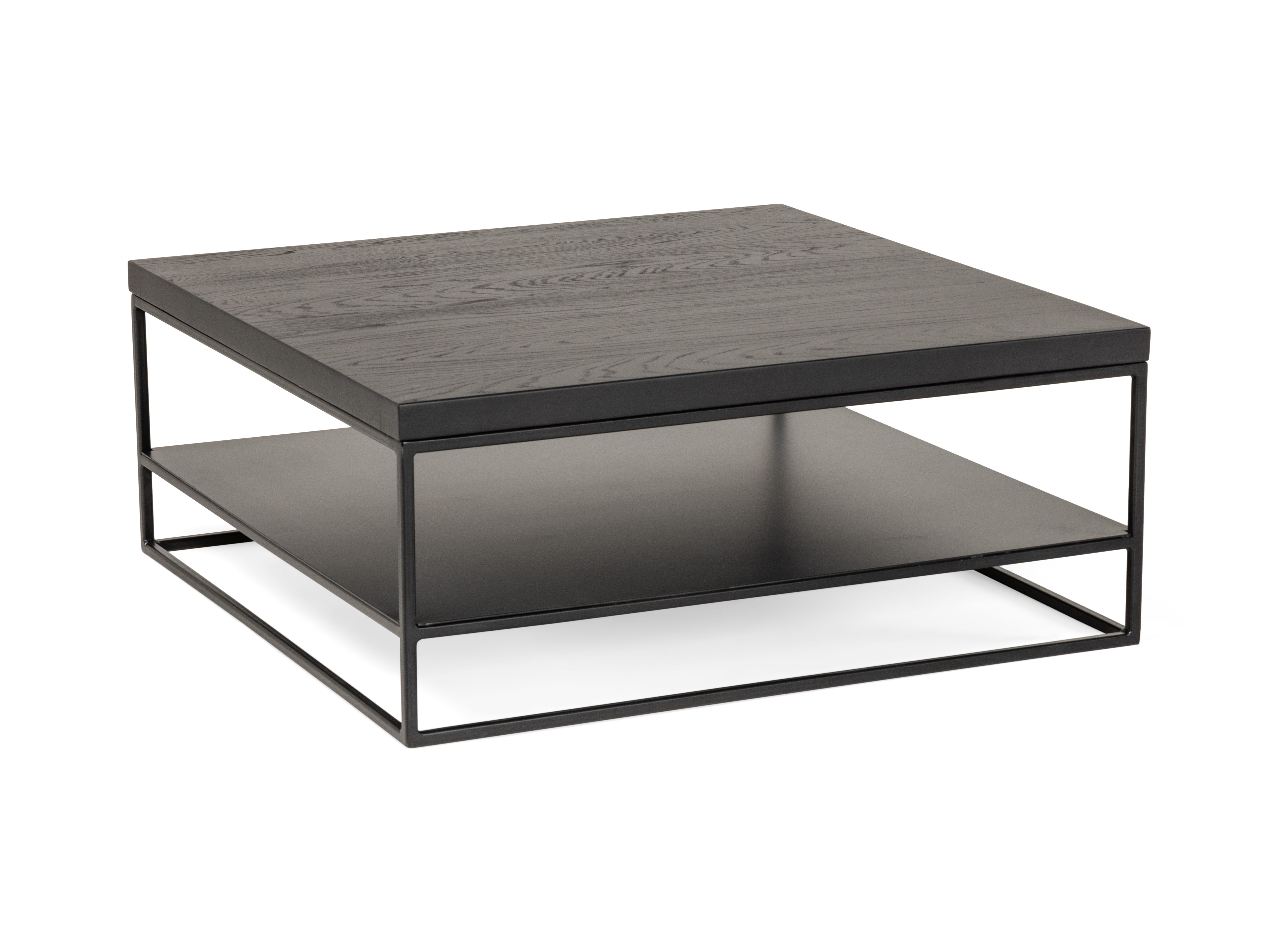 Salontafel GLASGOW - Massief eikenhout/Zwart