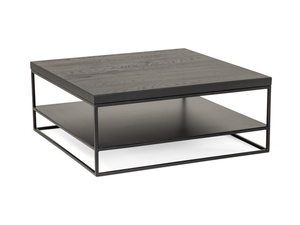 Salontafel GLASGOW - Massief eikenhout/Zwart FDF-18-000058