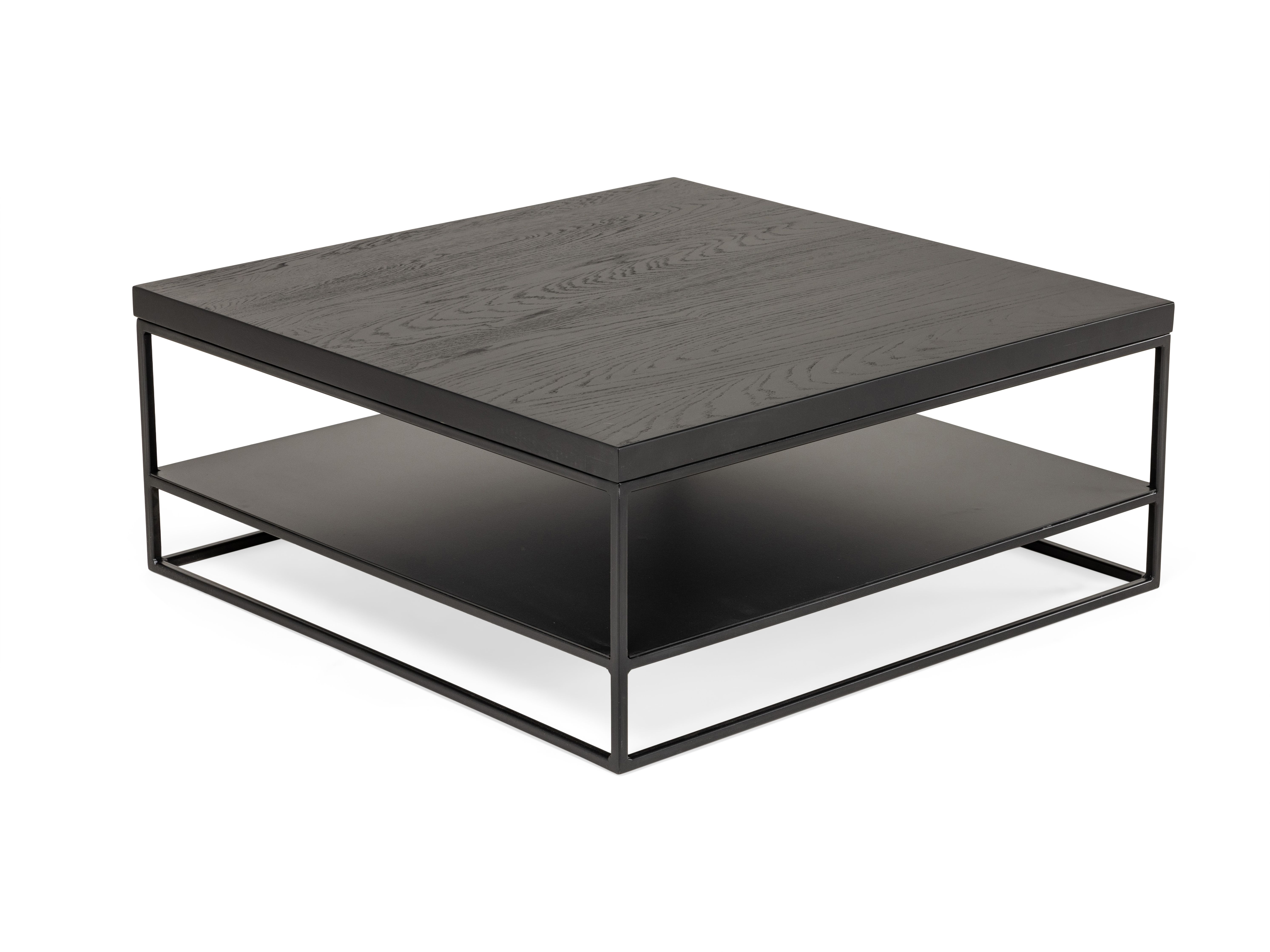 Salontafel GLASGOW - Massief eikenhout/Zwart