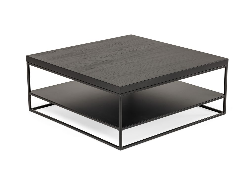 Salontafel GLASGOW - Massief eikenhout/Zwart FDF-18-000058