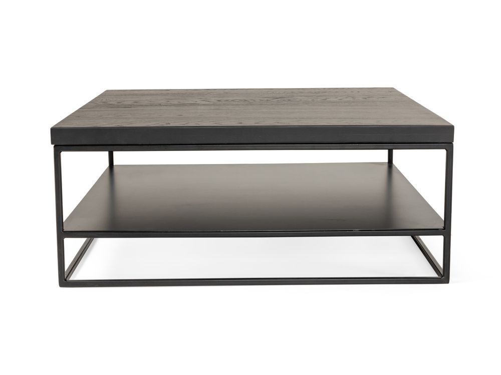 Salontafel GLASGOW - Massief eikenhout/Zwart FDF-18-000058