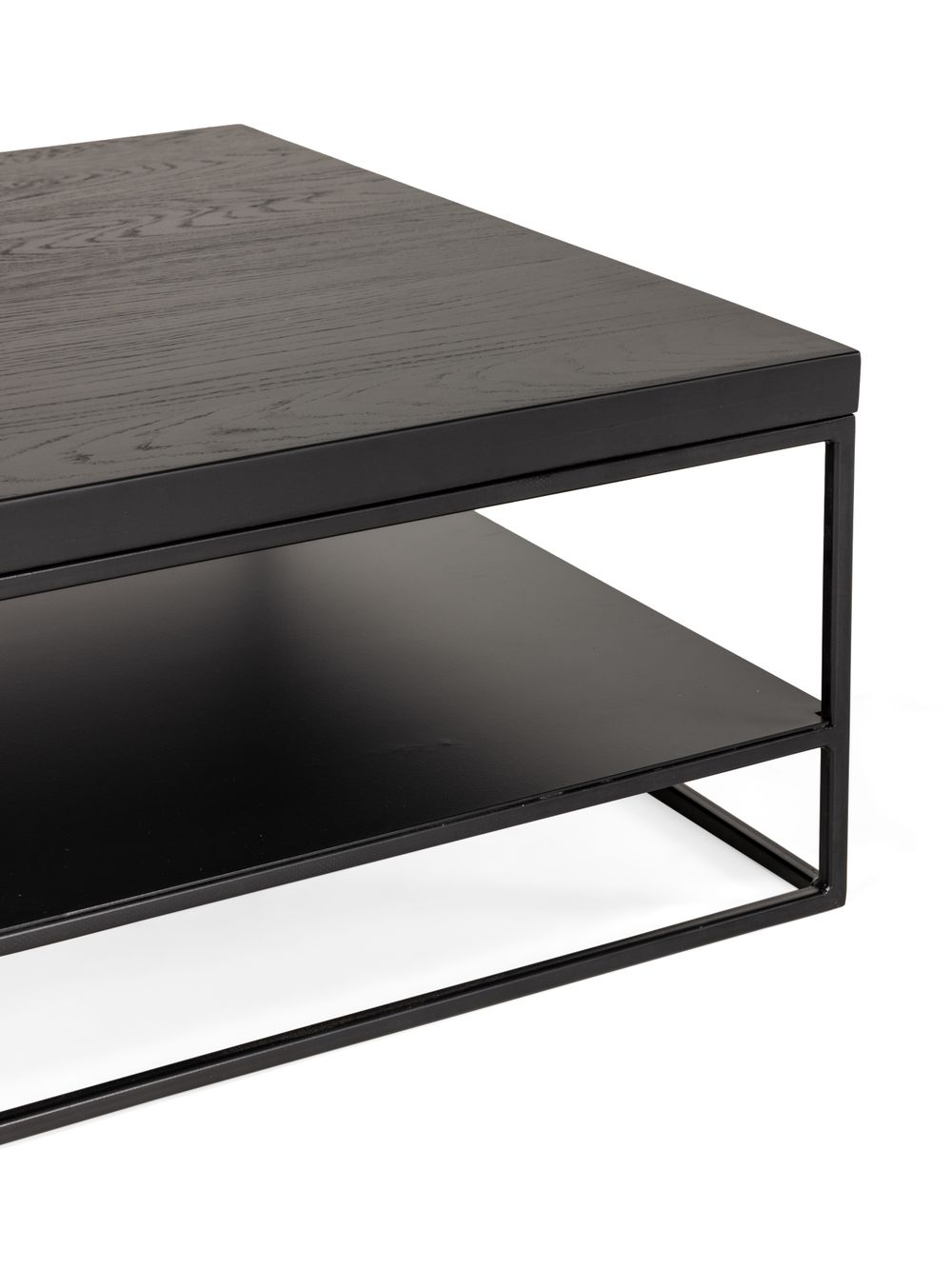 Salontafel GLASGOW - Massief eikenhout/Zwart FDF-18-000058