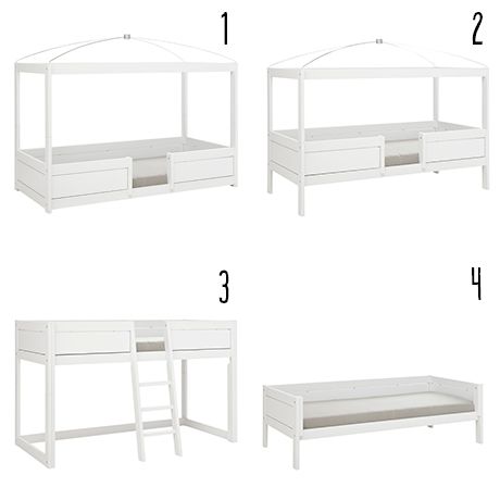 4 in 1 bedcombinatie/luxe lattenbodem - Wit gelakt