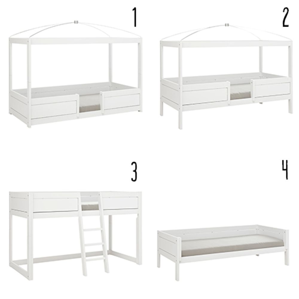 4 in 1 bedcombinatie/luxe lattenbodem - Whitewash SCE 496111WG