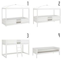 4 in 1 bedcombinatie/luxe lattenbodem - Whitewash SCE 496111WG