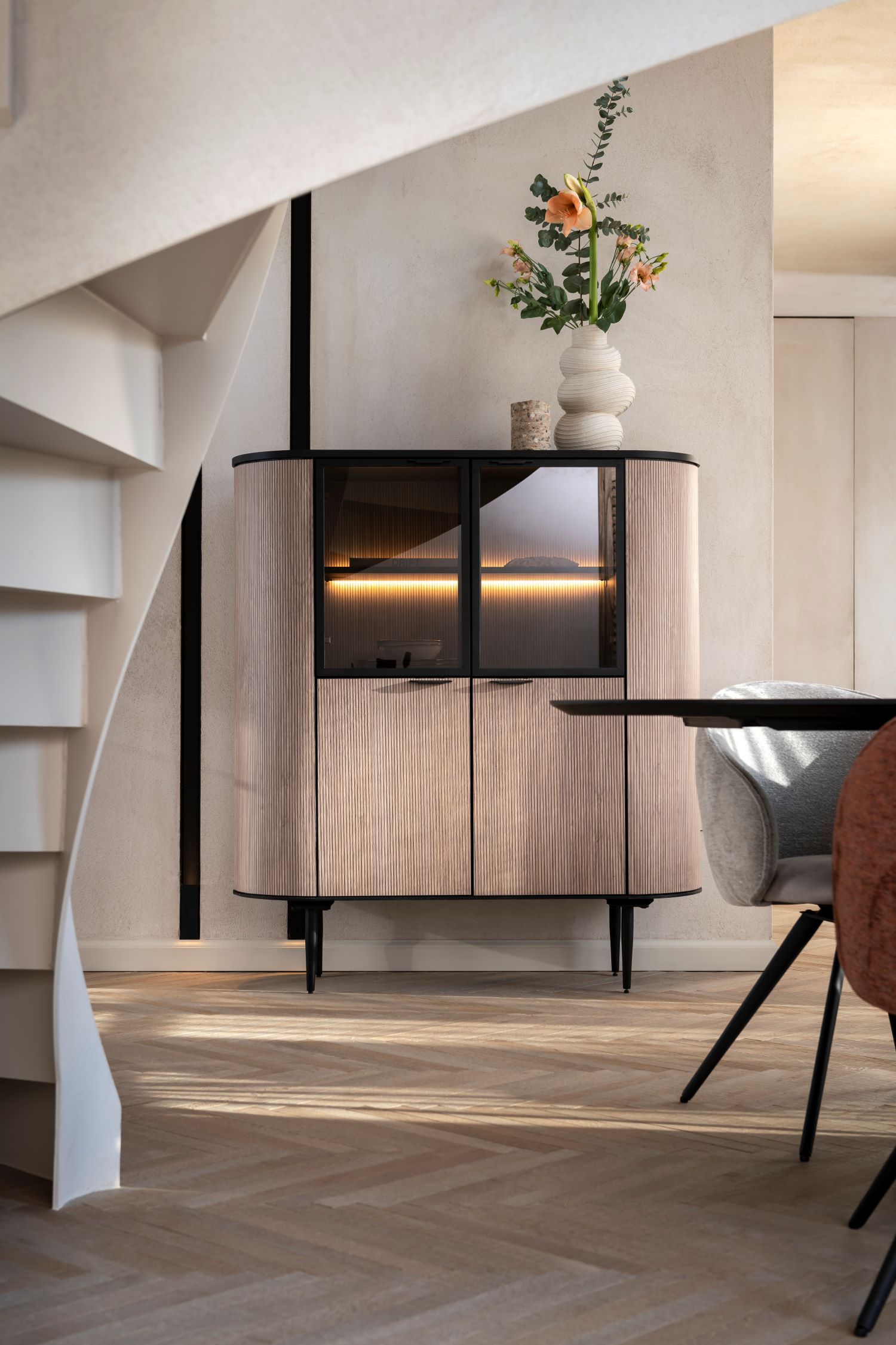 Highboard ARAMON - Zwart/Hout