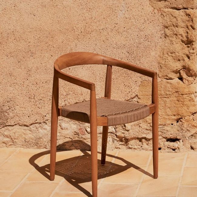 Armstoel YDALIA - Massief teak/Naturel