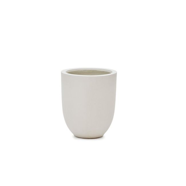 Witte terracotta bloempot AIGUABLAVA met lichtgrijze binnenkant.