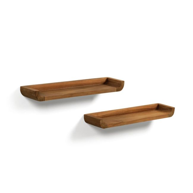 Set 2 planken SHAMEL - Massief Teak/Walnoot