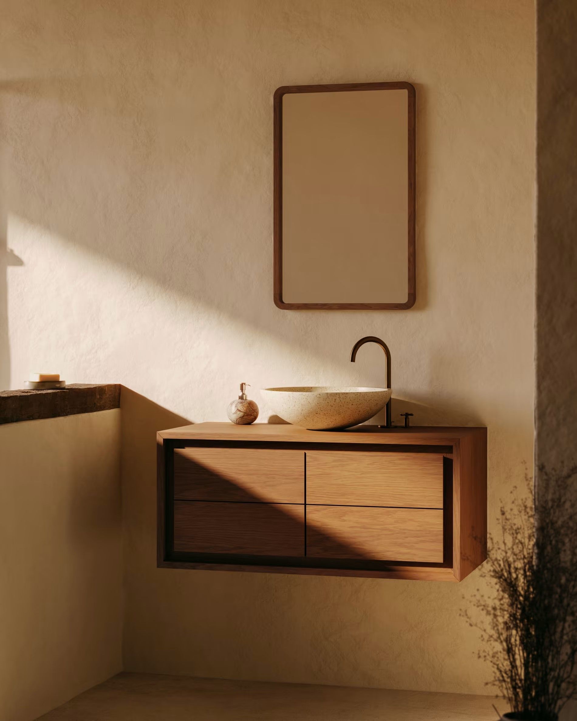 Spiegel SHAMEL - Massief Teak / Naturel