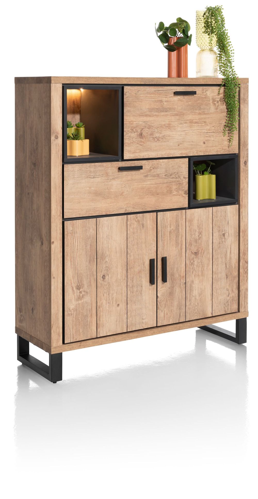 Wandkast PAVAROTTI - Hout/Zwart HEH 46493BRN