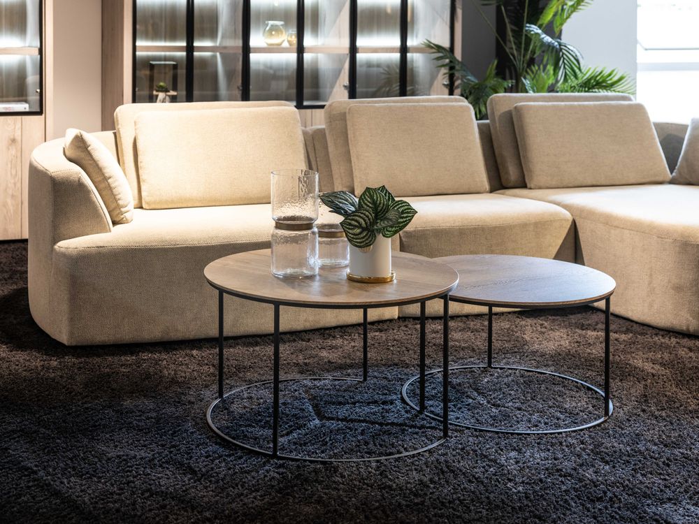 Set van 2 salontafels WINDSOR - Naturel/metaal MXF WI SA